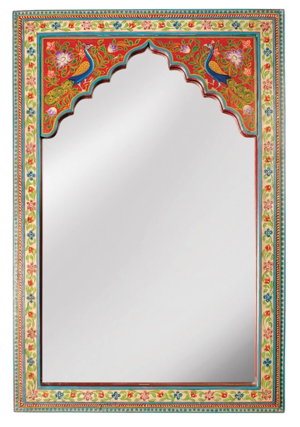 DECORATIUNI - Oglinda de Perete Pictata Manual cu Paun