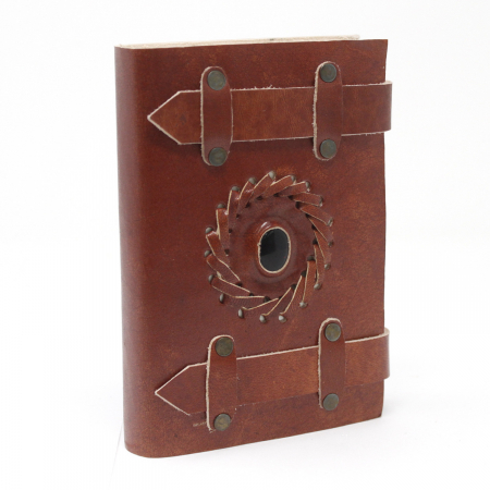 Jurnale - Agenda de Piele Onix Negru cu Curele, 15x10 cm