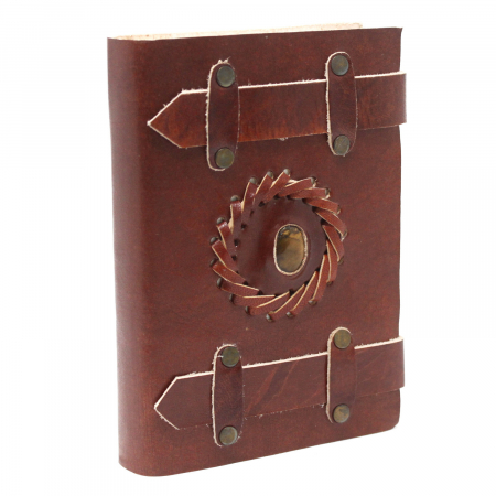 Jurnale - Agenda de Piele Ochi de Tigru cu Curele, 15x10 cm