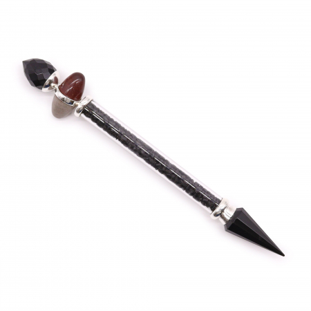 Protectie - Bagheta ritualica pentru Protectie cu Turmalina, Agat & Shiva Lingam