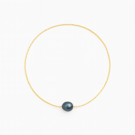 Pietre semipretioase slefuite - Moon Ash Colier cu Perla Gri Baroca Naturala