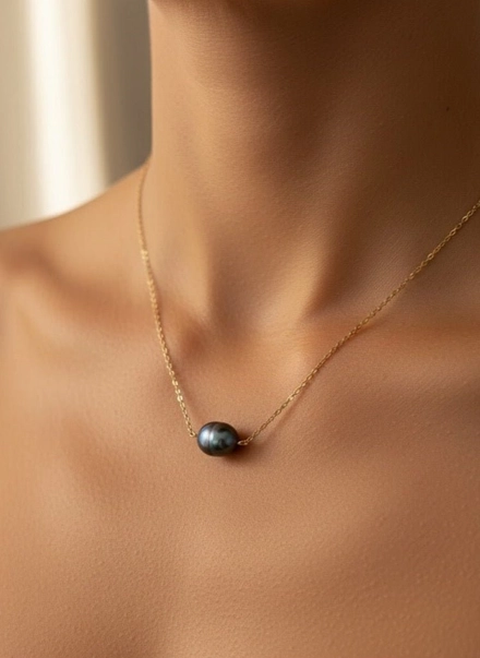 Moon Ash Colier cu Perla Gri Baroca Naturala [1]