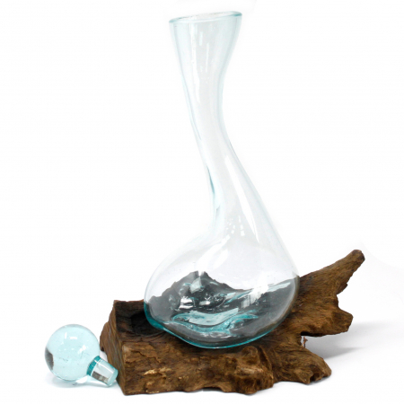 Decantor din Sticla Topita pe lemn [2]