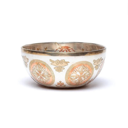 Boluri tibetane - Bol Cantator Bronz Placat cu Argint – Buddha Shakyamuni 30 cm