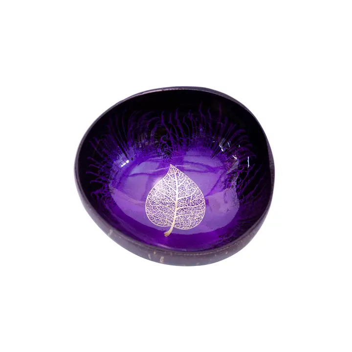 DECORATIUNI - Bol din Cocos cu Model Frunza Aurie