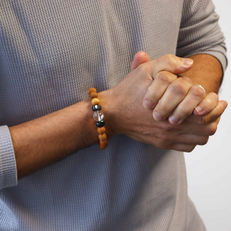 Bratara Chakra Coroana, Cuart Transparent si Lemn de Cedru [1]