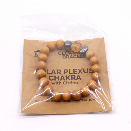 Bratara Chakra Plexului Solar, Citrin si Lemn de Cedru [2]