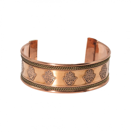 Hamsa - Bratara din Cupru cu Decoratiuni din Alama, Hamsa