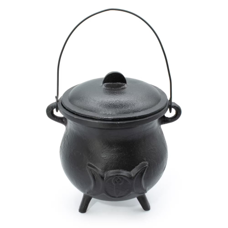 Boluri ritualice - Ceaun Extra Mare din Fonta cu Triple Moon – 23 x 18 cm