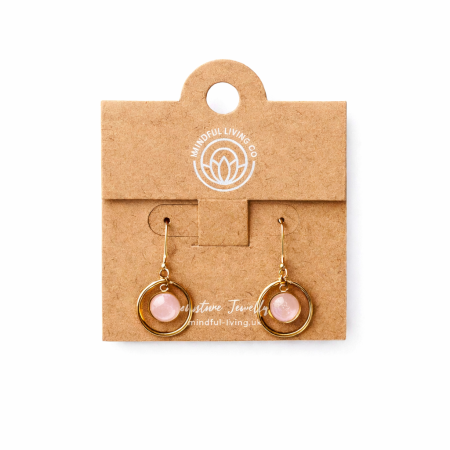 Cercei - Cercei cu Cuart Roz, placati cu aur