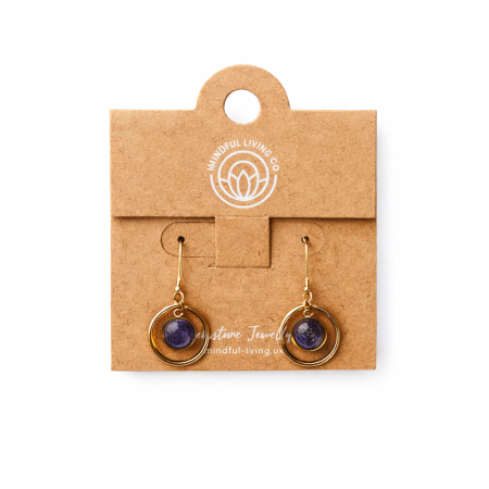 Cercei - Cercei cu Lapis Lazuli, placati cu aur