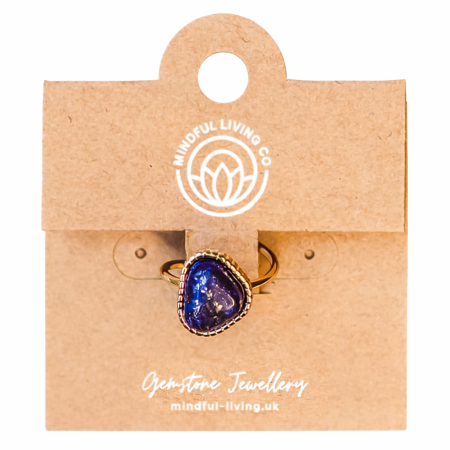 Cercei - Inel reglabil cu Lapis Lazuli, placat cu aur