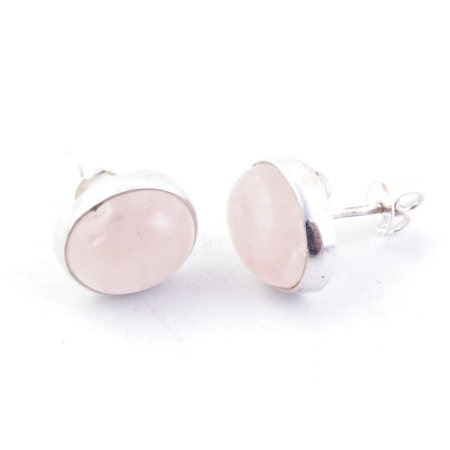 Cercei - Cercei tip stud din argint 925 cu piatra de cuart roz