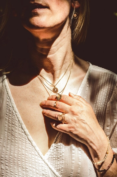 Coliere - Colier cu Aventurin Verde, Placat cu Aur 18K