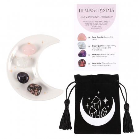 Seturi cristale - Set Cristale pentru Iubire cu Farfurie Decorativa - Semiluna