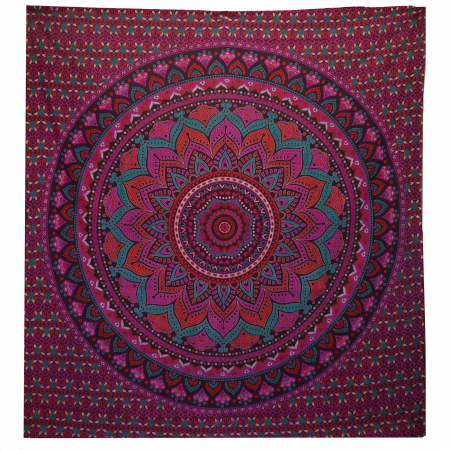 Mandala - Cuvertura Bumbac/Decor Perete, Mandala, Mov, 230x200 cm