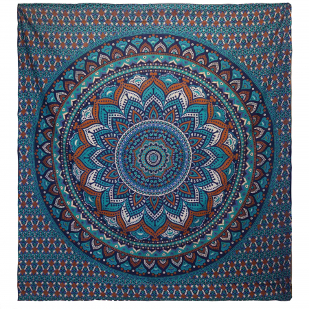 Decoratiuni de perete - Cuvertura Bumbac/Decor Perete, Mandala, Turcoaz, 230x200 cm
