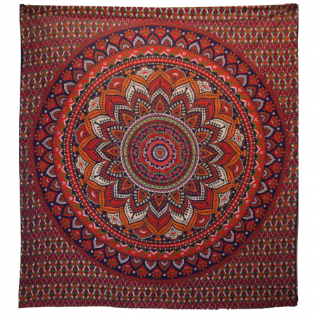 Decoratiuni de perete - Cuvertura Bumbac/Decor Perete, Mandala, Portocaliu, 230x200 cm