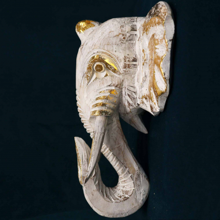 Decor de perete - Cap de Elefant din lemn de Albasia, 29x26 cm [2]