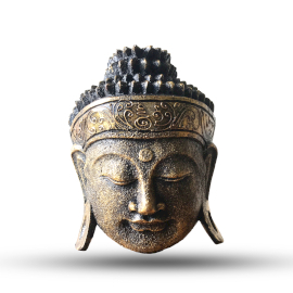 Buddha - Decoratiune Capul lui Buddha, Auriu, 25 cm