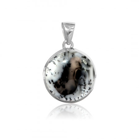 Amplificare energetica - Pandantiv Rotund Merlinit (Opal Dendritic) - Argint 925 - M02