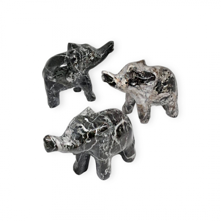 Decoratiuni din cristale - Figurina Elefant din Marmura Neagra, 7.5cm, 1 buc