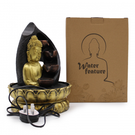 Fantana Zen - Buddha auriu si vase curgatoare, 30 cm [2]
