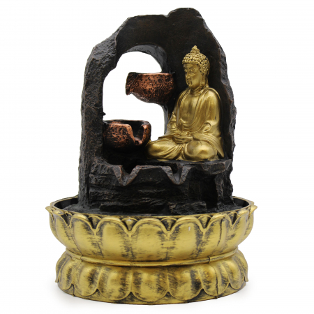 Buddha - Fantana Zen - Buddha Auriu Meditand, 30 cm