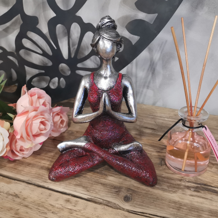 Figurina Feminina Yoga, Bordo si Argintiu, 24 cm [1]