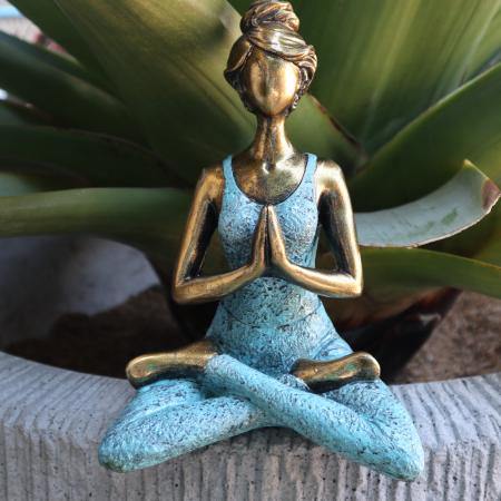 Figurina Feminina Yoga, Bronz si Turcoaz, 24 cm [1]