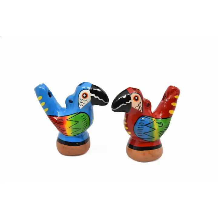 SPIRITUALITATE - Fluier pasare din ceramica pictat manual, Peru