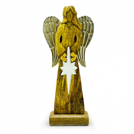 Statui si statuete - Inger al Pacii, Aripi Metalice si Detalii din Smalt, 30 cm