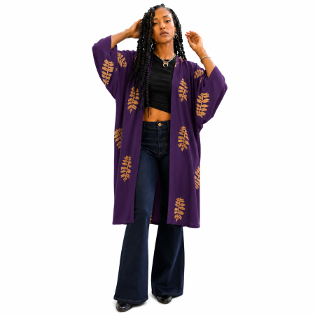 Rochii/ Kaftan - Kimono mov, bumbac egiptean
