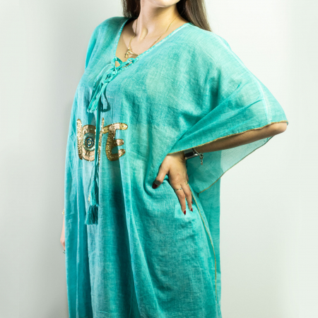 Kaftan Pictat Manual, Turcoaz si Auriu, Love [2]