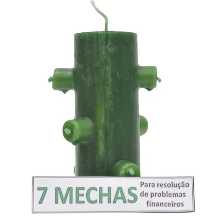 Lumanari cu intentie - Lumânare verde cu 7 fitiluri pentru deblocare financiara