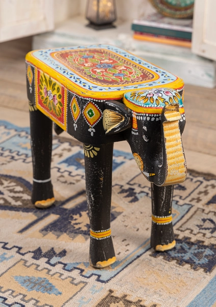 Mic mobilier - Masuta Elefant Pictata Manual Gaja Negru