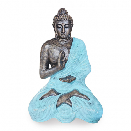 Statui si statuete - Statuie Buddha, Meditatia in Stupa, 1,5 m, Turcoaz