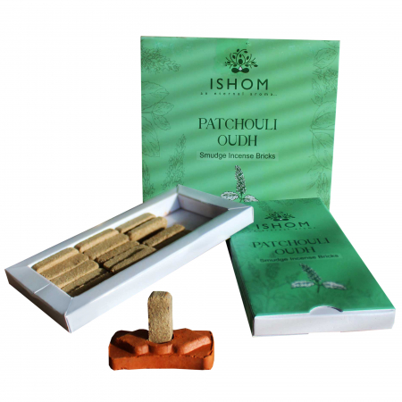 Caramizi parfumate - Set 15 Caramizi Parfumate Naturale din Patchouli cu suport