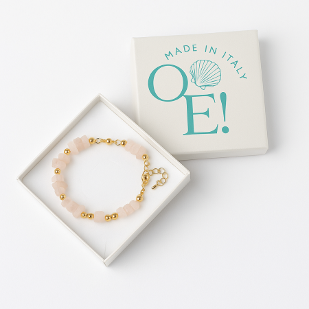 Pietre semipretioase slefuite - Armonia Bratara cu Cuart Roz