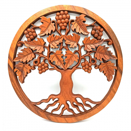 Decoratiuni de perete - Panou Decorativ cu Arborele Vietii si Struguri, 40 cm