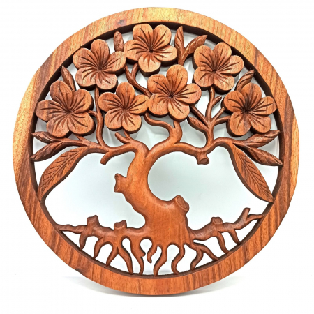Decoratiuni de perete - Panou Decorativ cu Arborele Vietii si Frangipani, 40cm