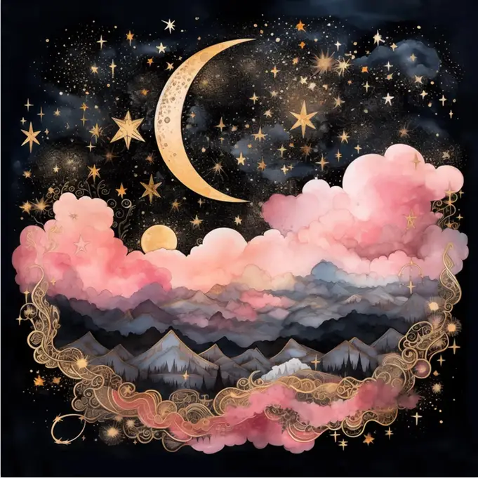 Accesorii - Panza Altar si Tarot Luna si Nori 75x75 cm