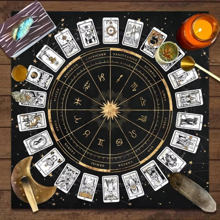ZODII - Panza Tarot cu Simboluri Zodiacale, 75 x 75 cm