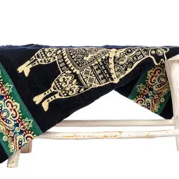 ALPACA - Patura Blue Black din Lana de Alpaca, 185 x 110 cm