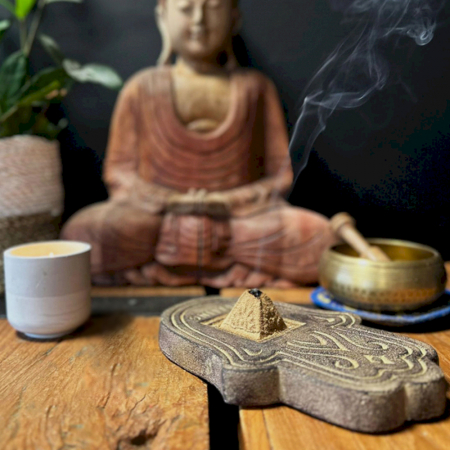 Placa pentru Pulbere Incense din Piatra de Lava Neagra [1]