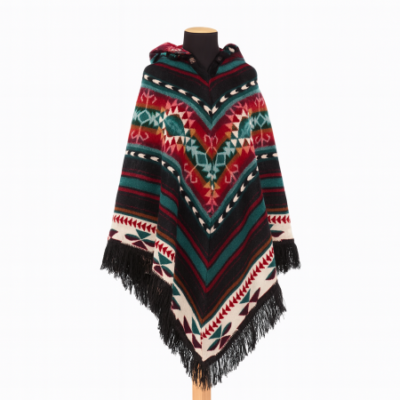 Textile - Poncho Negru Unisex Alpaca Realizat Manual de Artizani Indigeni