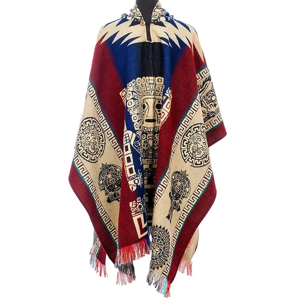 Accesorii samanice - Poncho alpaca Inca rosu