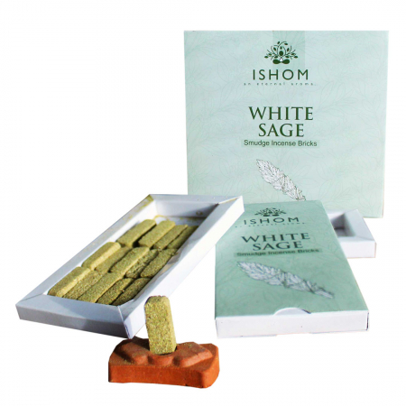 Caramizi parfumate - Set 15 Caramizi Parfumate Naturale Salvie Alba cu suport