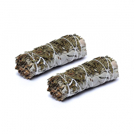 Buchete fumigatie - Set 2 Buchete fumigatie cu Salvie Alba si Cedru, 11 cm