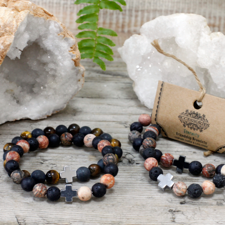 Set Bratarile Prieteniei, Eternitate, Jasp Leopard si Piatra de Lava, 2 buc [1]